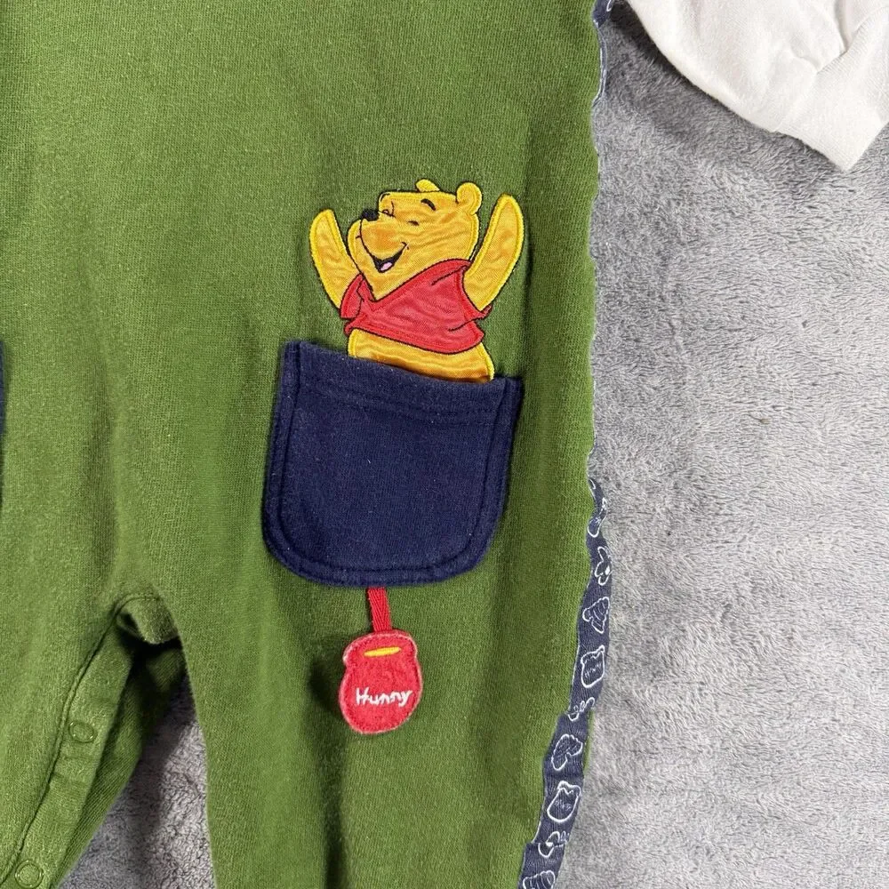 VTG 90s Y2K Disney Winnie the Pooh Honey Turtleneck Overall Romper 100 Acre Wood